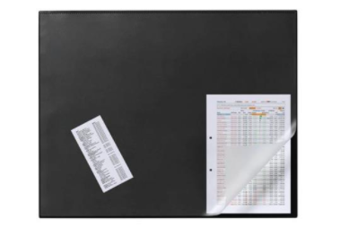 Durable Desk Mat with Transparent Overlay W650xD520mm Black